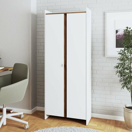 MANHATTAN COMFORT Ratzer Storage Cabinet in White and Brown SC-317AMC193